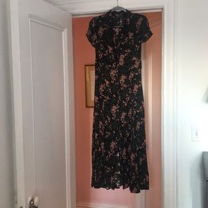Long Floral Button Front Dress